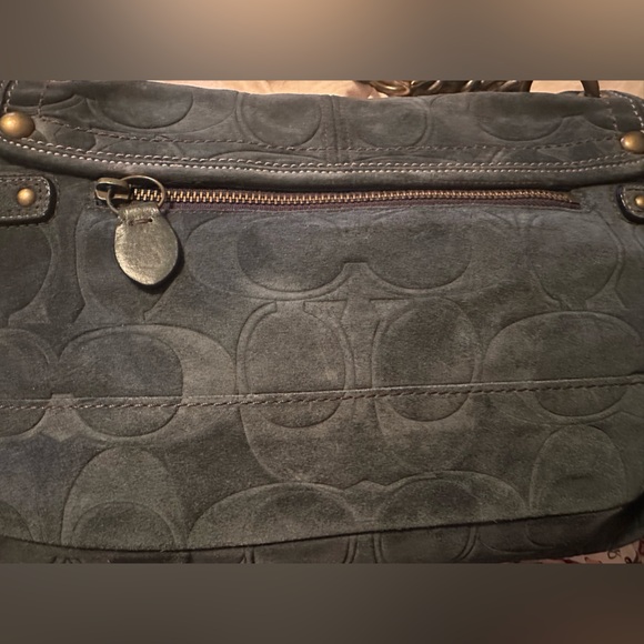 Authentic Coach Vintage Teal Suede Leigh Handbag! RARE - Picture 7 of 15